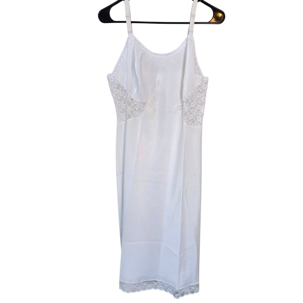Barbizon Contura‎ White Full Slip Tafredda Lace Trim Vintage Size 38 AV